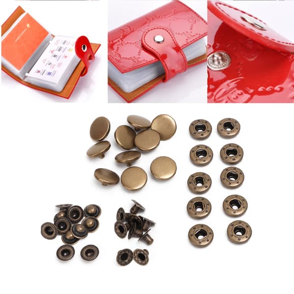 15 mm metalltrykknapper med trykknapper - sett med 10 stk