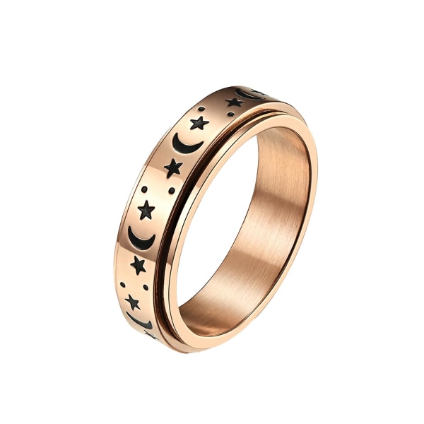 Vigselring Star Moon Roterbar Unisex Rund Match Finger Ring För Dejting Rose Gold US 11