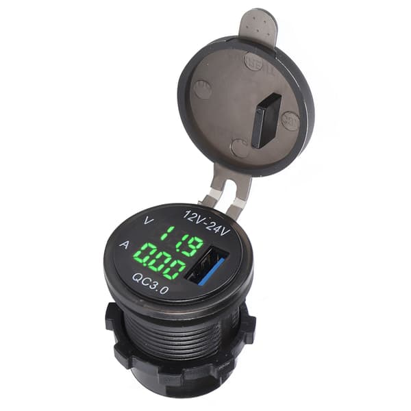 3 i 1 USB-lader 3.0 med digitalt voltmeter amperemeter overvåking hurtiglading for telefon grønn