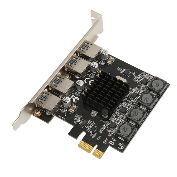 PCIe till USB 3.0 expansionskort 4 portar 5 Gbps höghastighets självdriven hubb för Windows Linux