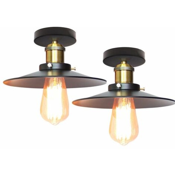 Vintage Industriel E27 Loftslampe Soveværelse Stue Køkken Kreativt Loftslys 300mm - Sort