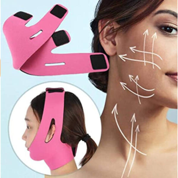 Face Slimming Cheek Mask, V Face Line Chin Lift Andas Magen Upp Skrynkla Sömnmask Rem(Rosa) -