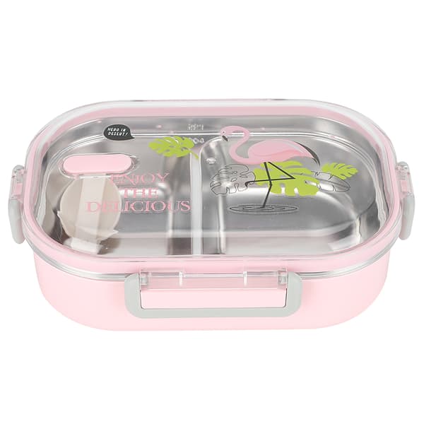 Lækagesikker Rustfri Stål Bento Box - 650ML, Bærbar, Pink, til Studerende og Børn