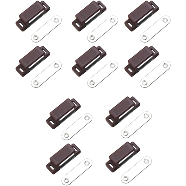 10kpl Vahva magneettinen vaatekaapin oven imukuppi ruskea muovinen pieni ovimagneetti - magneettisalpa - kestävä kaappimagneetti