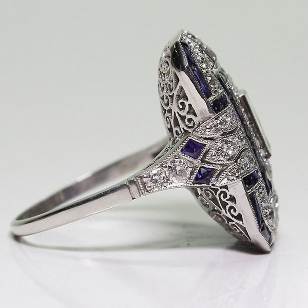 Bröllopsförlovning Kvinnor Retro Cubic Zirconia Inläggningar Square Finger Ring Smycken Purple US 7