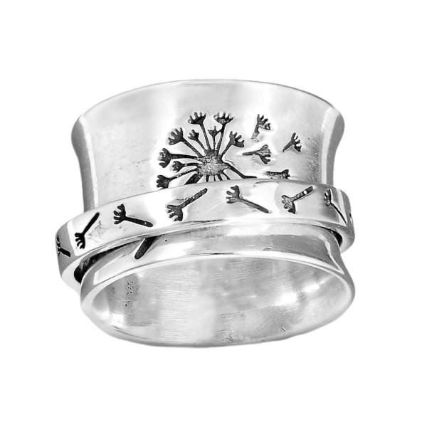 Kvinnor Ring Maskros Blomster Spinner Vintage Mode Utseende Finger Ring Bröllopsfest smycken US 7