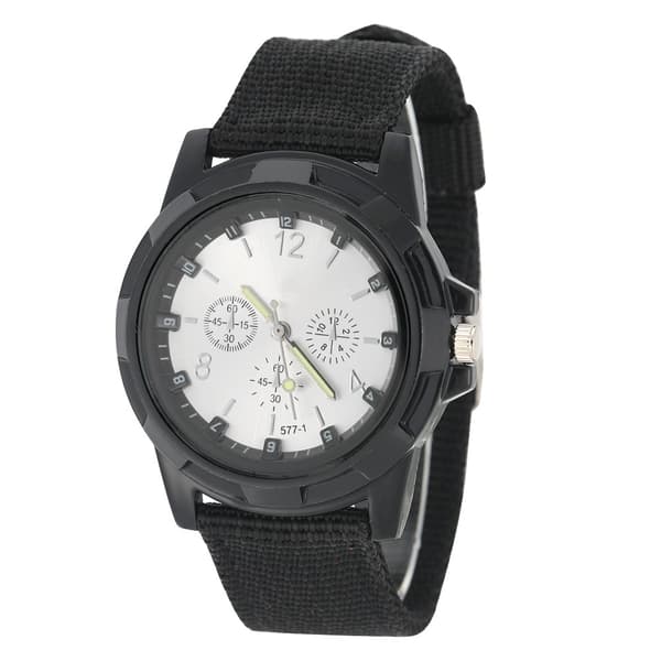 Militär Analog Digital Klocka Nylonarmband Silverurtavla