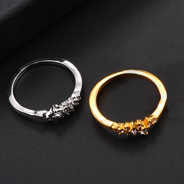 Kvinnor Ring 9 Rhinestones Geometriska Smycken Söt Mode Utseende Fingerring För Bröllop Golden US 7