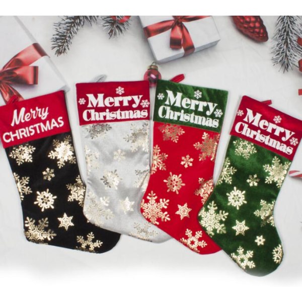 Bronzing Snowflake Socks Julstrumpor Juldekorationer D