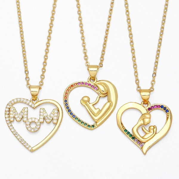 Halsband present till mamma Zircon Heart Stud Modesmycken Ac8409 B