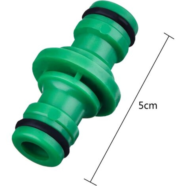 Dobbelt hanslangeforbindelse Slangefittings til at forbinde haveslangerør 6 stykker (grøn)，
