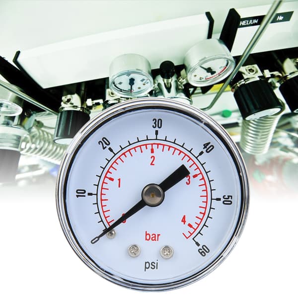Luft Olie Vandtryksmåler 1/8 BSPT Bagtilslutning 0-60psi 0-4bar