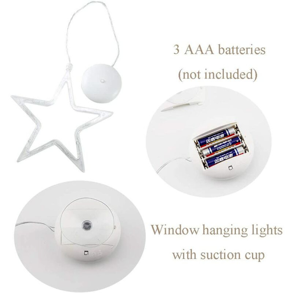 stycken set 2 stycken femuddig stjärna + 2 stycken månljus blinkande lampor batteriljus fairy lights, till jul