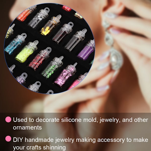 48 Bottles Flash Sequin Powder Decoration DIY Jewelry Epoxy Mold Making Tool