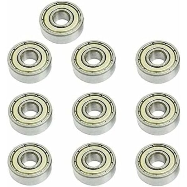 606ZZ spårkullager 6 x 17 x 6 mm, 10 st, dubbelskärmade miniatyrkullager i metall, lämplig för skateboardlager, (pack med 10), silv
