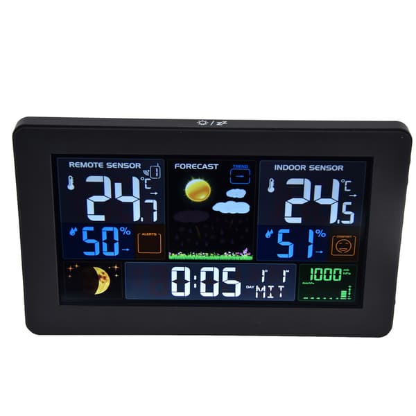 Digital Farve Vejrstation Multi Data Display Baggrundsbelyst Store Tal Termometer Ur til Hjemmekontor US