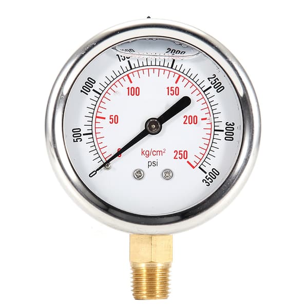 Hydraulisk bränsletrycksmätare i rostfritt stål, oljefylld 0-3500 PSI