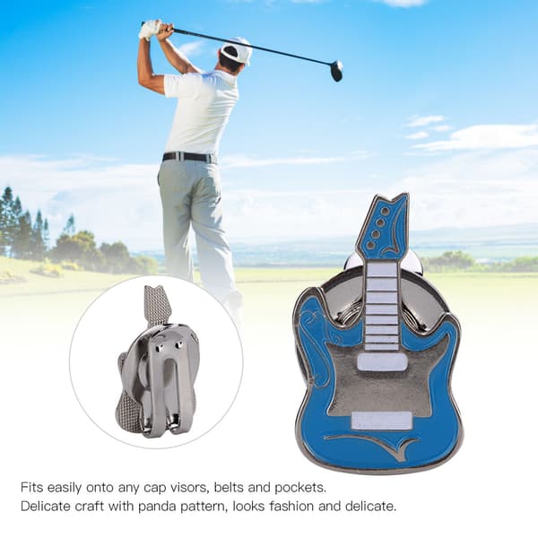 Blå Guitar Metal Magnetisk Golf Cap Hat Visir Klips Boldmarkør
