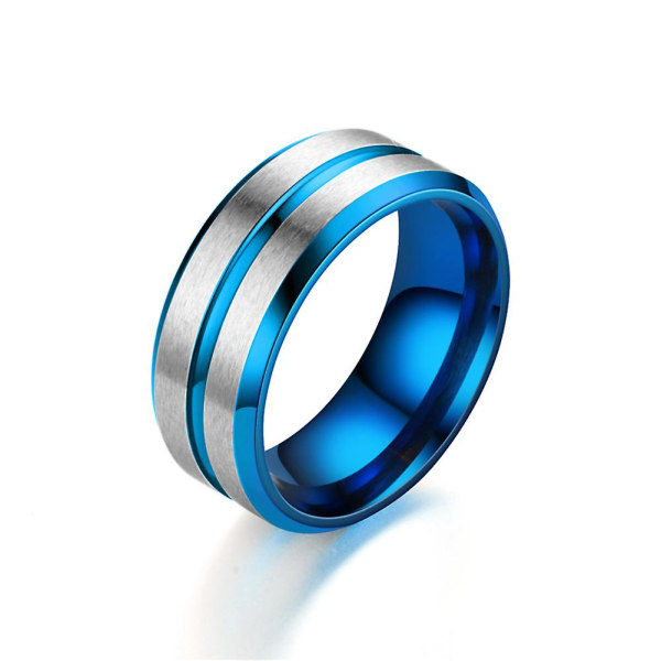 Mode Män Kvinnor Två Ton Band Finger Ring Bröllop Förlovning Smycken Gift Blue US 7