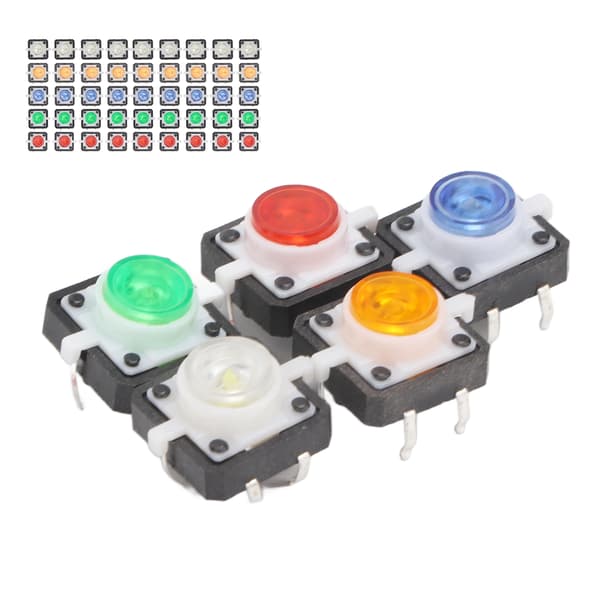 50 st Mini Momentan Tryckknapp Röd Gul Blå Grön Vit LED Taktil DC 12V