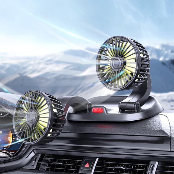 Car Cooling Fan Dual Head Adjustable Cigarette Lighter Socket Multifunction Air Circulator 12V Vehicle