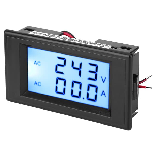 Dobbel Display Voltmeter Amperemeter AC 80-300V 0-50A 0-100A med Strømtransformator Svart