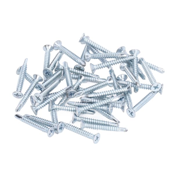 50 stk. krysshode selvborende skruer galvanisert karbonstål flatt hode 4,2x32mm