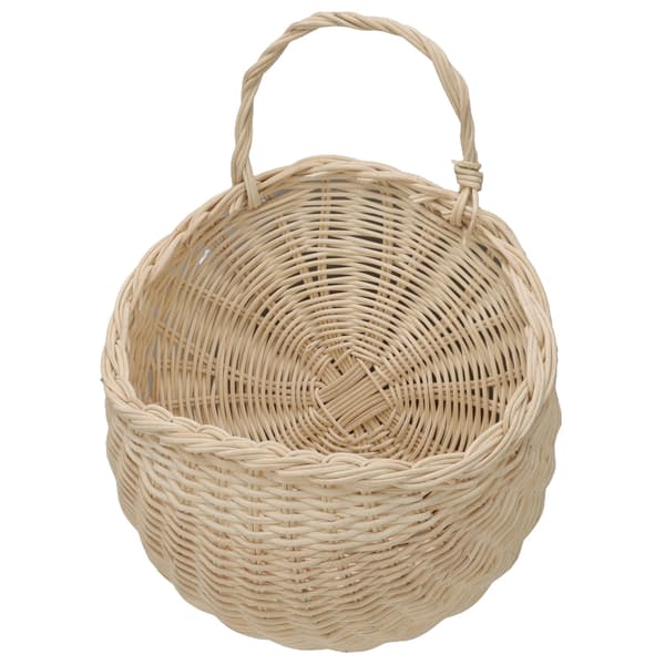 Väggmonterad förvaringskorg i rotting, multifunktionell vävd organizer, hem, beige