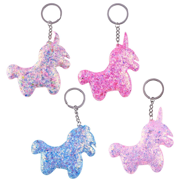 4st paljetterad Unicorn Nyckelring Härlig Dekorativ Slitstark Fashionabla Portabel Unicorn Nyckelring För Bilnyckel