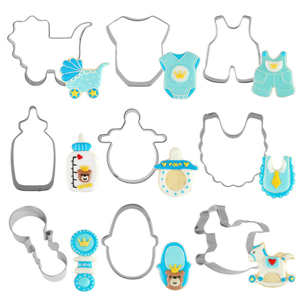Baby Series 9 delar rostfritt stål Omelett Cookie Cutter Set,