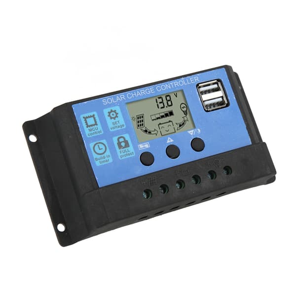 30A Solarladdningsregulator Dubbel USB-utgång för 12V 24V Solpaneler