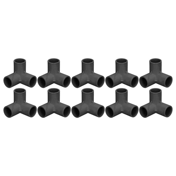 3-vägs PVC-rörkopplingar 10-pack Svart 25 mm innerdiameter