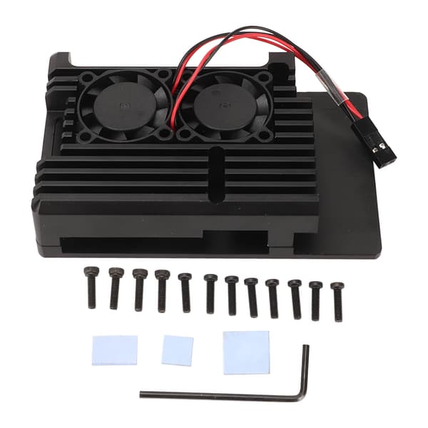 Raspberry Pi 4b Aluminiumlegering Køleplade Kølekasse Dobbelt Ventilator Varmeafledning