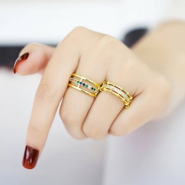 Ring Vintage Zircon Geometry Stud Modesmykker Ac10030 A