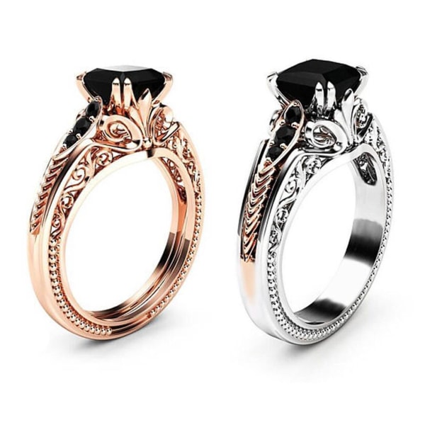 Trendiga kvinnor Ring Fyrkantig Cubic Zirconia Inte lätt att bryta Tillbehör Elegant fingerring för bankett Golden US 7