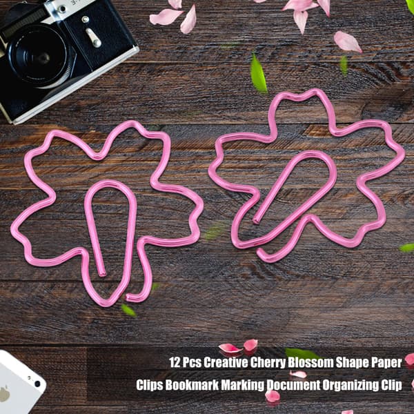 Creative Cherry Blossom pappersklämmor - set med 12, perfekt för bokmärken och dokumentorganisation