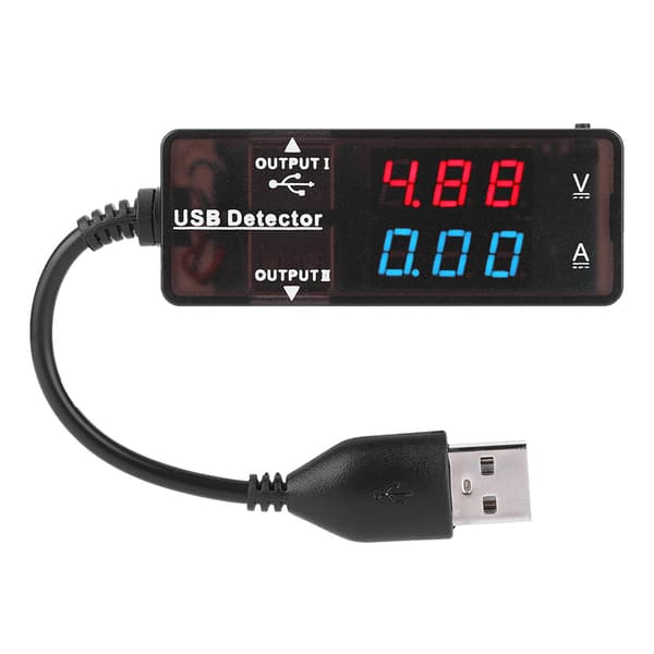 Dobbelt Display USB Spændings- og Strømmåler - YB26VA