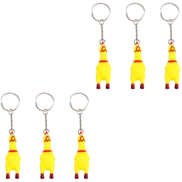 6 pakkausta purista huutava kana avaimenperä Hauska keltainen vinkuva kanariipus avaimille Laukut puhelimet