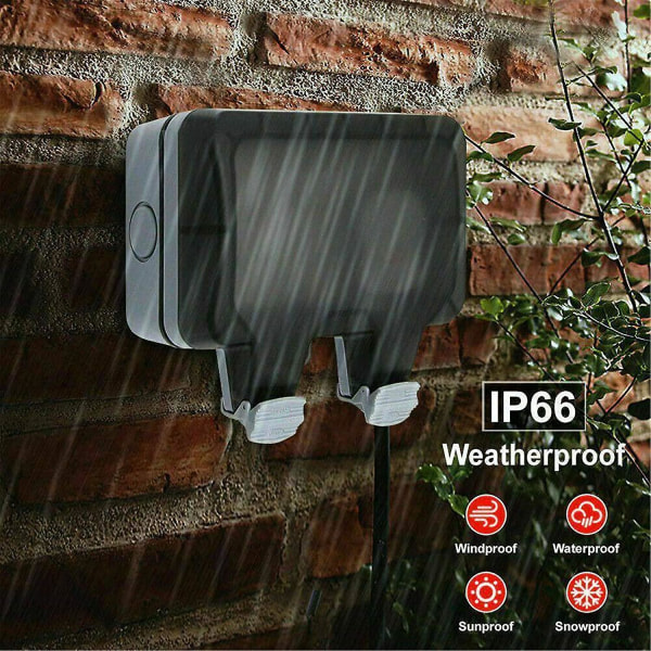 Vattentätt uttag med låda Dubbla uttag utomhusvägg Ip66 dubbelströmbrytare vägguttag med USB för trädgård garage pool med cover