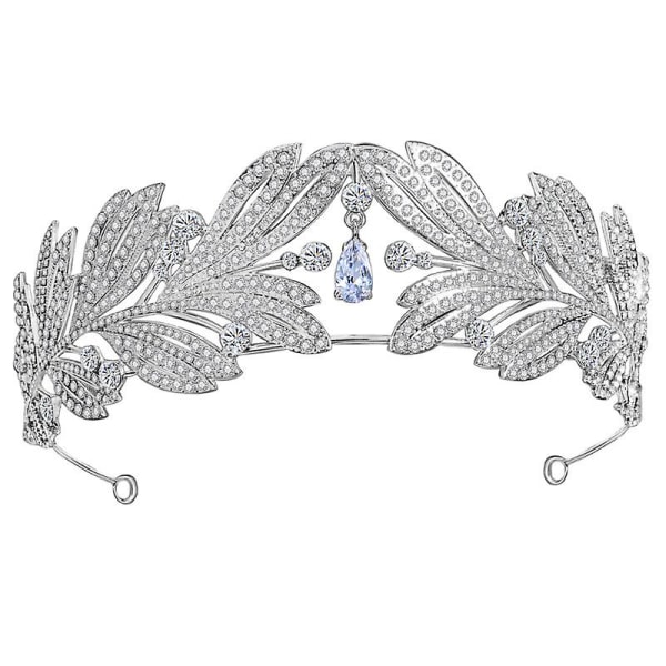 Skinnende krone Hårbøjle Rhinestone Blade Brude Tiaras Retro Legering Hårtilbehør Til Bruden Kvinder Ny