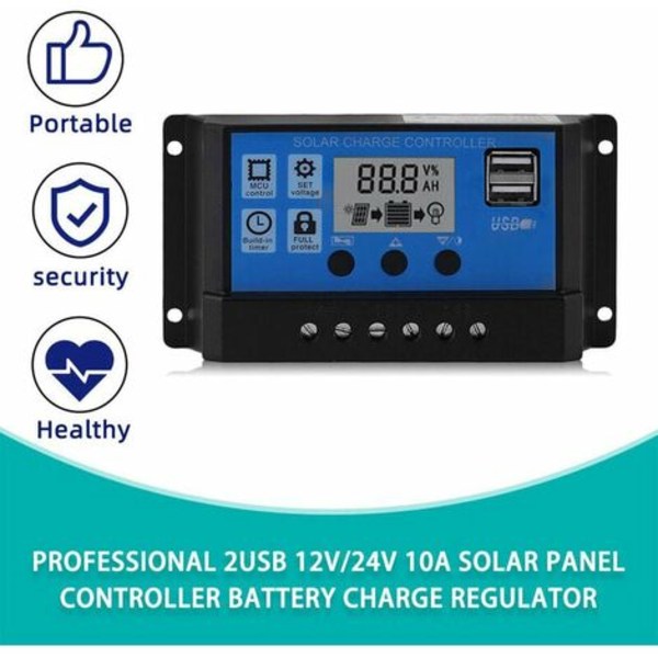 Solar Panel Controller 100A Solar Recharge Controller LCD Display Skærm Gadelampe Ladesystem Controller PWM Rech