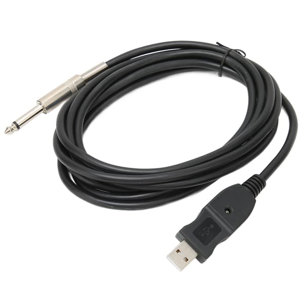 USB Gitarrkabel Hane till 6,35 mm Mono Jack Elektriskt Instrument Inspelning Ljud 3m 9,8ft