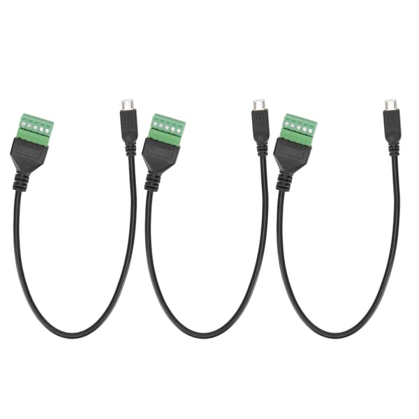 3-Pin Micro USB Hane till 5-Pin Skruvsköld Lödfri Terminal Plug Adapter Kabel