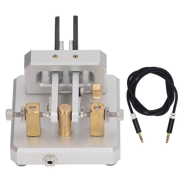 Morse Code Key Dubbel Paddel Automatisk CW Kortvåg Telegraf Tapper Träning Silver
