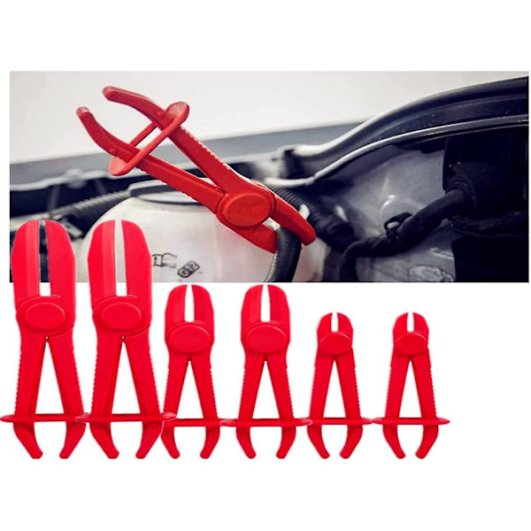 6 delar bränsleslangstänger set, röd slangtång, slangklämma verktyg, slangklämma tång, för bromsslang, bränsleslang (155, 185, 250 Mm)