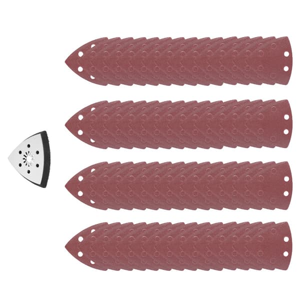 61-delars 90 mm trekantsslippappersset med 6 hål, multiverktyg