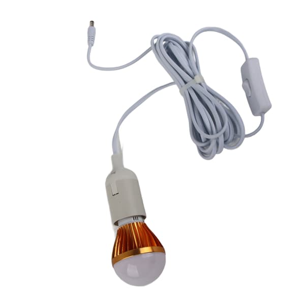 E27 Spiral LED Solcelle Camping Teltlys 12V 5W med 3m DC-kabel