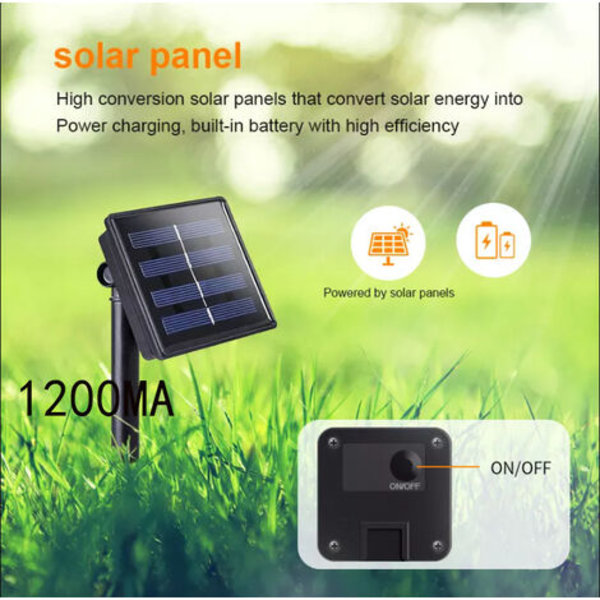 Strängljus utomhus, g40 solslinga, 1200 ma solenergi, 25FT, 15 lampor