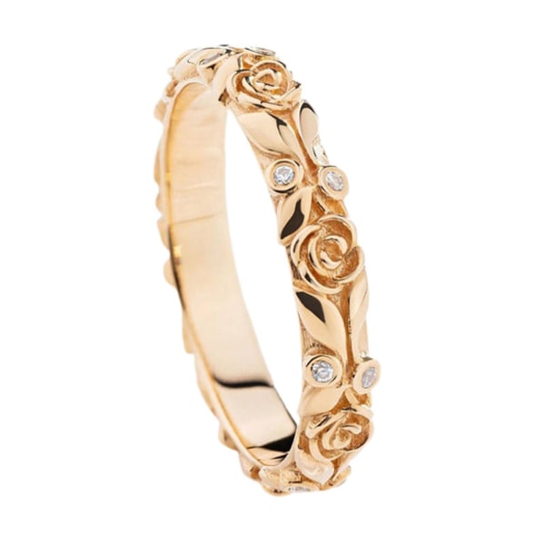 Kvinnor Ring Rose Rhinestones Smycken Sparkling Bright Luster Finger Ring För Bröllop US 5