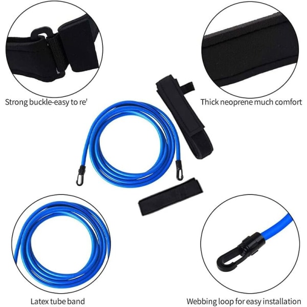 Rør 6*10* Længde 4m Blå Svømmemodstandsbånd Elastisk ledning Pull Pool Justerbart svømmebånd 4m Elastisk ledning Swimm